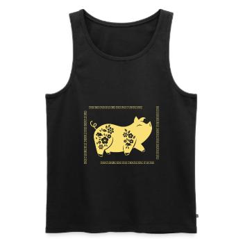 cadeau de cochon mignon chinois - Débardeur bio Premium Homme - noir - Devant - AI Model Male 178 light (178cm)