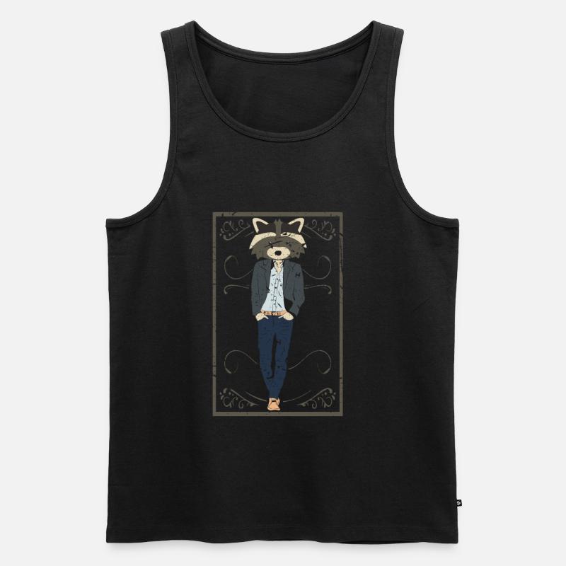 Mann cool Waschbär Geschenk - Männer Premium Bio Tank Top - Schwarz