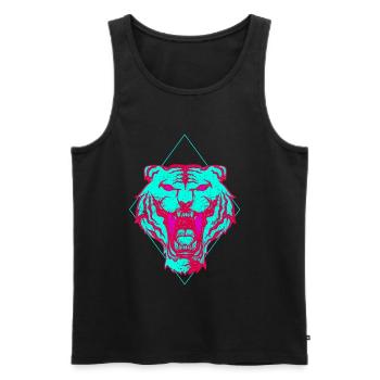 Neon Tiger face gift - Men's Premium Organic Tank Top - black - Front - Michal (187cm)