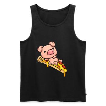 Schweineliegende Pizza Süßes Geschenk - Männer Premium Bio Tank Top - Schwarz - Vorne - AI Model Male 178 light (178cm)
