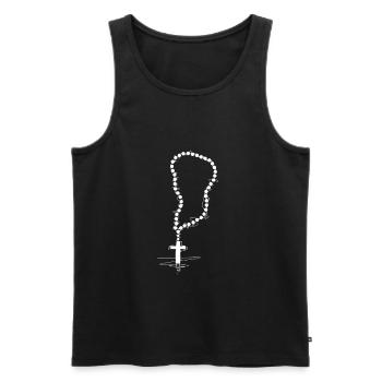 Rosaire catholique Croix Cadeau de religion - Débardeur bio Premium Homme - noir - Devant - Michal (187cm)