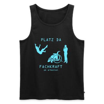 Platz da Fachkraft am Arbeiten retro Geschenkidee - Männer Premium Bio Tank Top - Schwarz - Vorne - Michal (187cm)