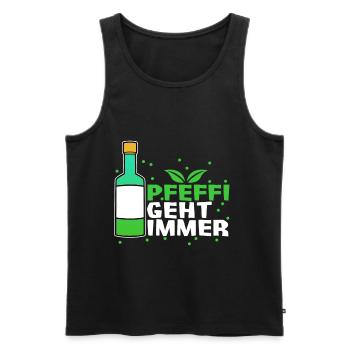 Pfeffi geht immer Vintage Alkohol Schnaps lustig L - Männer Premium Bio Tank Top - Schwarz - Vorne - Michal (187cm)