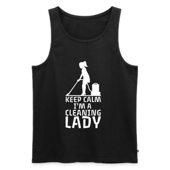 Keep Calm I'm a Cleaning Lady retro cleaner - Men's Premium Organic Tank Top - black - Front - Michal (187cm)