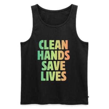 Germ-phobic clean hands save lives Quarantine-Hy - Men's Premium Organic Tank Top - black - Front - AI Model Male 178 light (178cm)