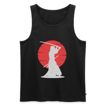 Japanese warrior symbol culture Samurai Sensei K - Men's Premium Organic Tank Top - black - Front - AI Model Male 178 light (178cm)