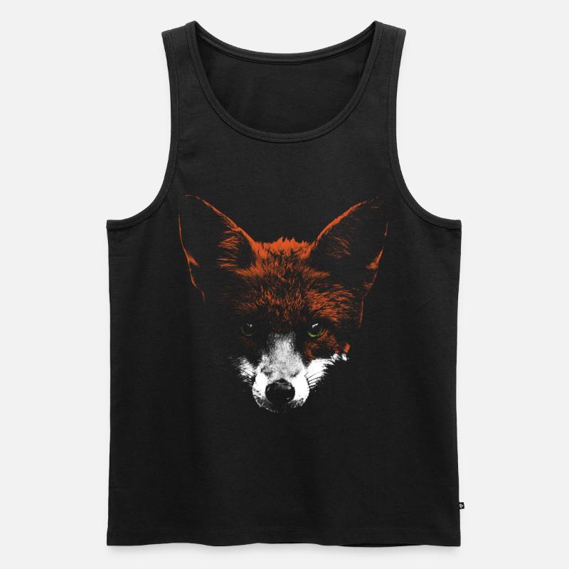 Tête de renard avec museau blanc - Débardeur bio Premium Homme - noir