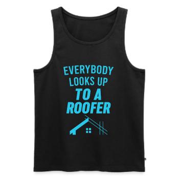 Everyone looks to a roofer Welder Tischle - Men's Premium Organic Tank Top - black - Front - Michal (187cm)