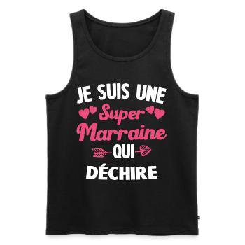 Je suis une Super Marraine qui Dechire - Débardeur bio Premium Homme - noir - Devant - Michal (187cm)