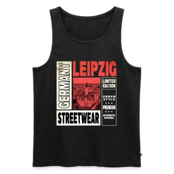 Leipzig Germany City Skyline Home Love - Men's Premium Organic Tank Top - black - Front - Michal (187cm)