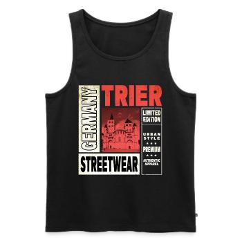 Trier Germany City Skyline Home Love - Men's Premium Organic Tank Top - black - Front - Michal (187cm)