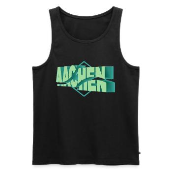 Aachen Germany City 3D Font Skyline - Men's Premium Organic Tank Top - black - Front - AI Model Male 178 light (178cm)