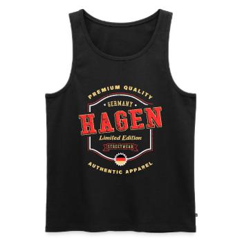 Hagen, Allemagne, Ville, Font, Vintage Rétro - Débardeur bio Premium Homme - noir - Devant - Michal (187cm)