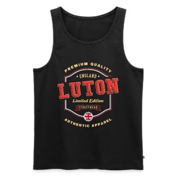 Luton Angleterre UK City Font Vintage Rétro - Débardeur bio Premium Homme - noir - Devant - Michal (187cm)