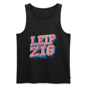 Leipzig Germany City Font Vintage Retro - Men's Premium Organic Tank Top - black - Front - Michal (187cm)