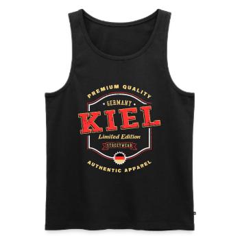 Kiel Allemagne City Police Vintage Rétro - Débardeur bio Premium Homme - noir - Devant - Michal (187cm)