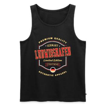 Ludwigshafen Allemagne Ville Vintage Rétro - Débardeur bio Premium Homme - noir - Devant - Michal (187cm)