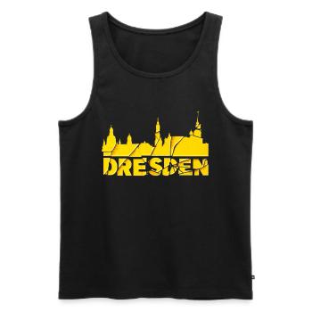Dresde Allemagne City Font Skyline brisée - Débardeur bio Premium Homme - noir - Devant - Michal (187cm)