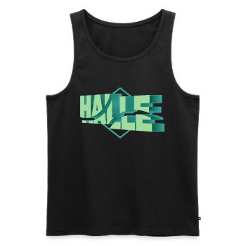 Halle Deutschland Stadt 3D Schrift Skyline - Männer Premium Bio Tank Top - Schwarz - Vorne - AI Model Male 178 light (178cm)