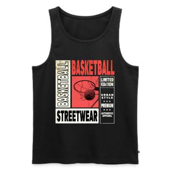 Basketball Basketballer Korb Dunking Vintage Retro - Männer Premium Bio Tank Top - Schwarz - Vorne - Michal (187cm)