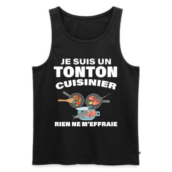 J'aime La Cuisine De Mon Tonton - Débardeur bio Premium Homme - noir - Devant - Michal (187cm)