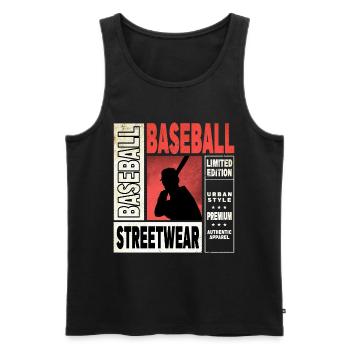 Baseball Baseball Player USA Sport Vintage Retro - Débardeur bio Premium Homme - noir - Devant - Michal (187cm)