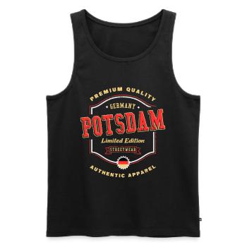 Potsdam Deutschland Stadt Schrift Vintage Retro - Männer Premium Bio Tank Top - Schwarz - Vorne - AI Model Male 178 light (178cm)