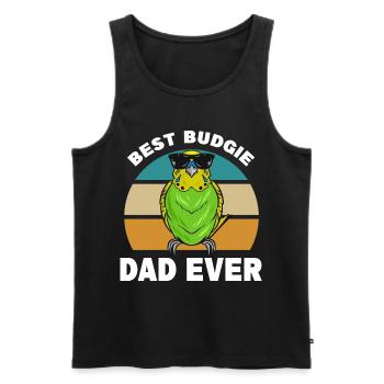 Budgerigar Papa | Animaux de compagnie Oiseaux Animaux Cadeau - Débardeur bio Premium Homme - noir - Devant - Michal (187cm)