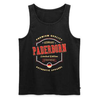 Paderborn Allemagne City Font Vintage Rétro - Débardeur bio Premium Homme - noir - Devant - AI Model Male 178 light (178cm)