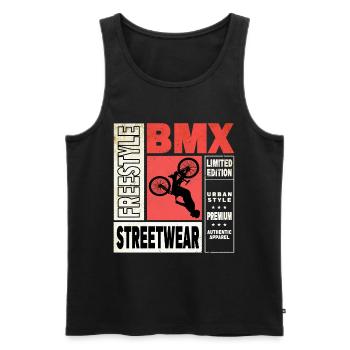 BMX Fahrrad Biker Stunt Trick Freestyle Vintage - Männer Premium Bio Tank Top - Schwarz - Vorne - Michal (187cm)