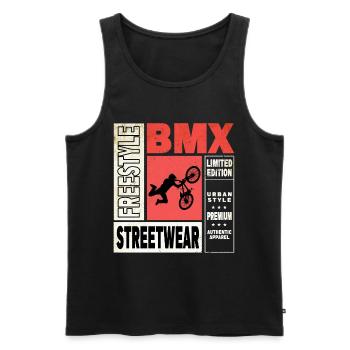 BMX Fahrrad Biker Stunt Trick Freestyle Vintage - Männer Premium Bio Tank Top - Schwarz - Vorne - Michal (187cm)