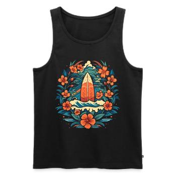 Surf Vibes: Vintage Retro Surfing Illustration - Men's Premium Organic Tank Top - black - Front - AI Model Male 178 light (178cm)