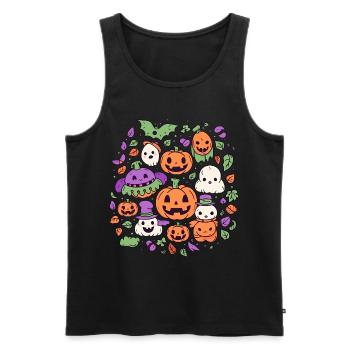 Cute Halloween pumpkins and ghosts - Men's Premium Organic Tank Top - black - Front - AI Model Male 178 light (178cm)