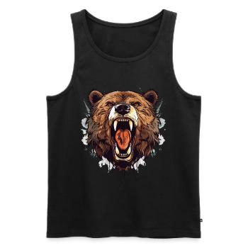Bear Grizzly Bear Roars Bear Head Nature Wilderness Forest - Men's Premium Organic Tank Top - black - Front - Michal (187cm)
