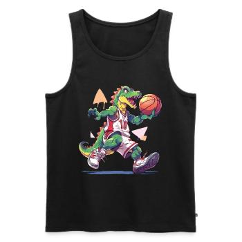 Basketball Dinosaure T-Rex Player Sports Cartoon - Débardeur bio Premium Homme - noir - Devant - Michal (187cm)