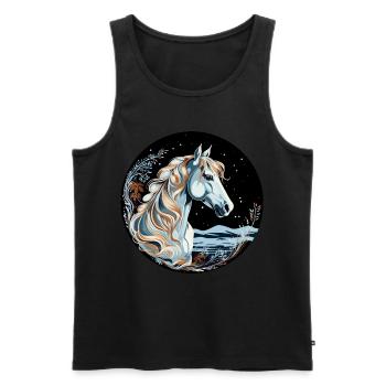 Pferd Winter - Männer Premium Bio Tank Top - Schwarz - Vorne - AI Model Male 178 light (178cm)