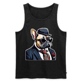 French Bulldog T Shirt Dog funny dog design Hunde - Männer Premium Bio Tank Top - Schwarz - Vorne - AI Model Male 178 light (178cm)