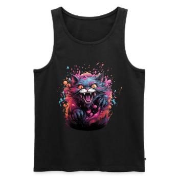 Evil kitty colorful - Men's Premium Organic Tank Top - black - Front - AI Model Male 178 light (178cm)