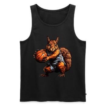Basket-ball écureuil - Débardeur bio Premium Homme - noir - Devant - Michal (187cm)