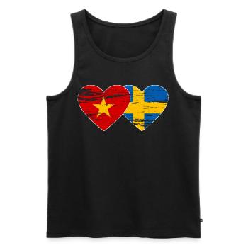 Viêt Nam Suède Drapeau Coeur - Débardeur bio Premium Homme - noir - Devant - Michal (187cm)