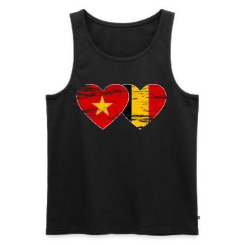 Belgique Vietnam Belgique Drapeau Coeur Utilisé - Débardeur bio Premium Homme - noir - Devant - Michal (187cm)