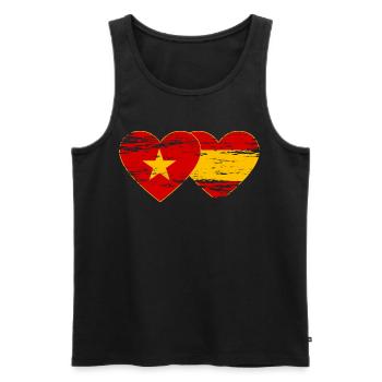 Vietnam Spain Flag Heart Used - Men's Premium Organic Tank Top - black - Front - Michal (187cm)