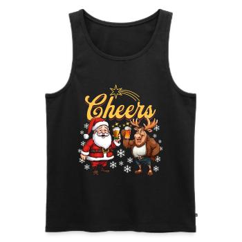 Weihnachten Bier Weihnachtsmann Rentier Prost - Männer Premium Bio Tank Top - Schwarz - Vorne - Michal (187cm)