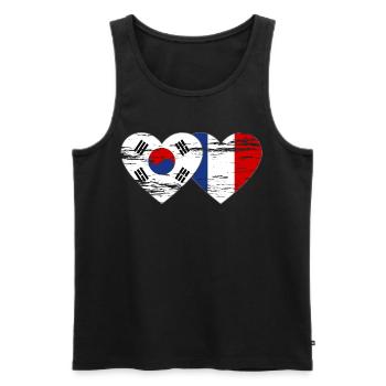 Corée du Sud France Drapeau Coeur Utilisé - Débardeur bio Premium Homme - noir - Devant - Michal (187cm)