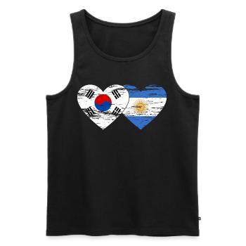 Corée du Sud Argentine Drapeau Coeur Utilisé - Débardeur bio Premium Homme - noir - Devant - Michal (187cm)