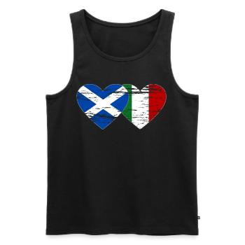 Ecosse Italie Drapeau Coeur Utilisé - Débardeur bio Premium Homme - noir - Devant - Michal (187cm)