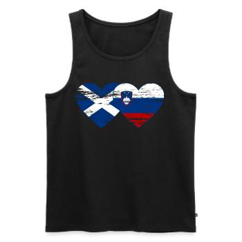 Ecosse Slovénie drapeau coeur utilisé - Débardeur bio Premium Homme - noir - Devant - Michal (187cm)