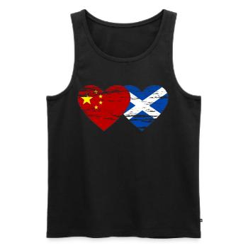 Ecosse Chine drapeau coeur utilisé - Débardeur bio Premium Homme - noir - Devant - Michal (187cm)