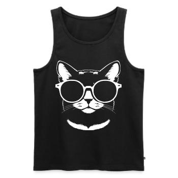 Drôle de chat avec des lunettes de soleil Chaton Sunglas Cats - Débardeur bio Premium Homme - noir - Devant - Michal (187cm)