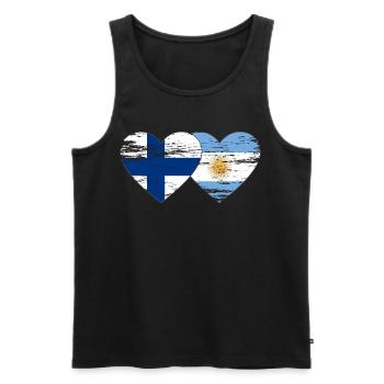 Finland Argentina Flag Heart Used - Men's Premium Organic Tank Top - black - Front - Michal (187cm)